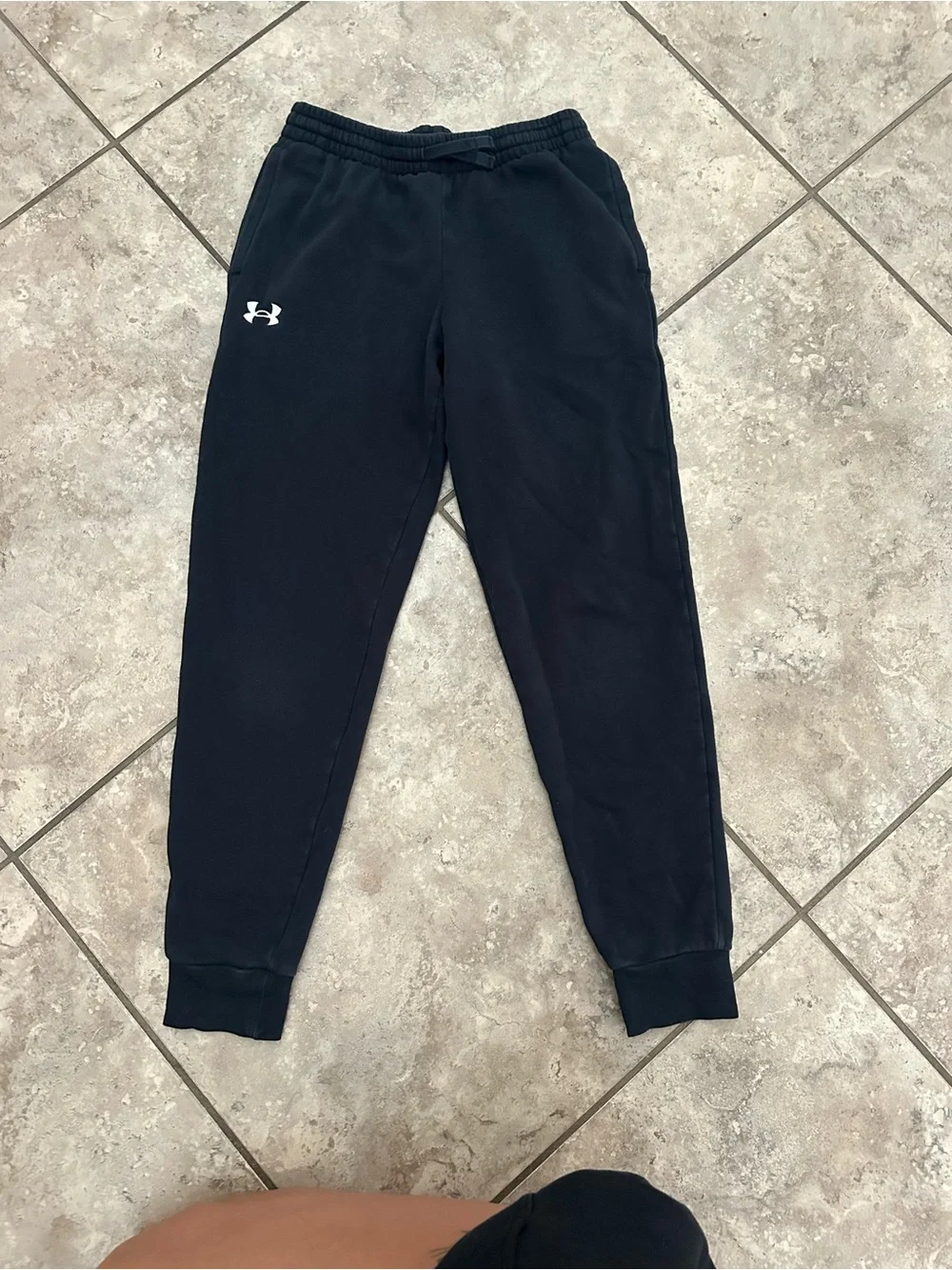Under Armour Kids Black Jogger Pants with White Logo